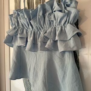Sienna Sky Soft Blue Ruffled Blouse